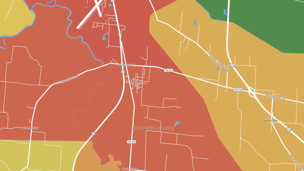 Fowlkes, TN Map of Vandalism Rates