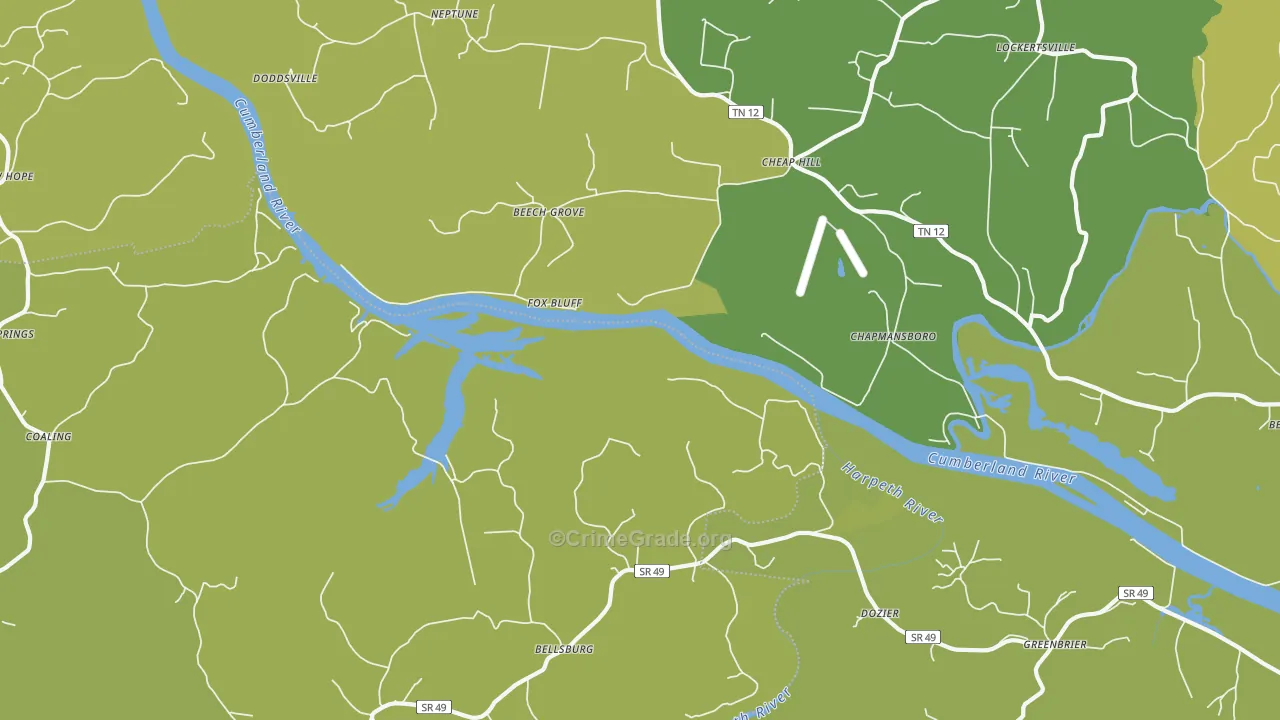Fox Bluff, TN Map of Vandalism Rates