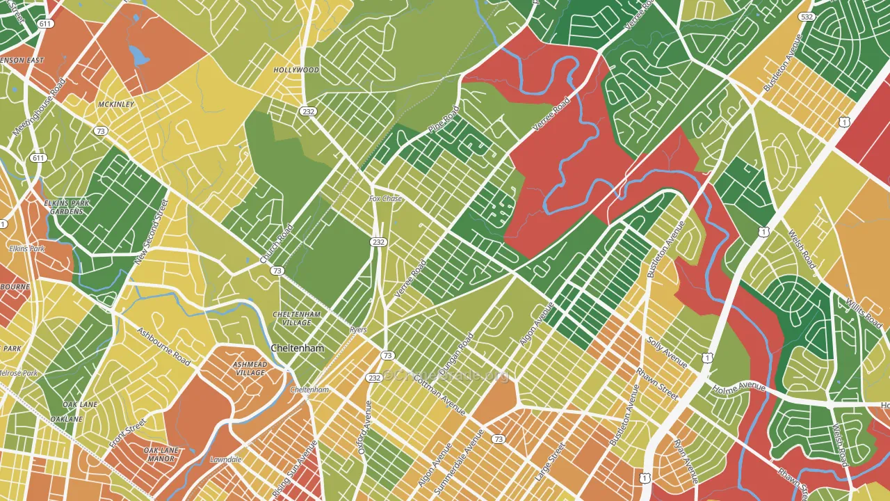 Fox Chase-Burholme, Philadelphia, PA Map of Vandalism Rates