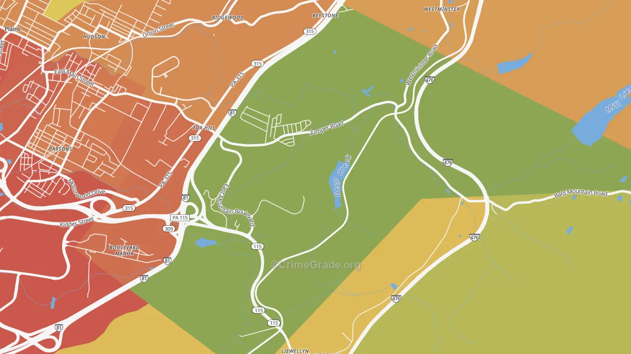 Fox Hill, PA Map of Vandalism Rates