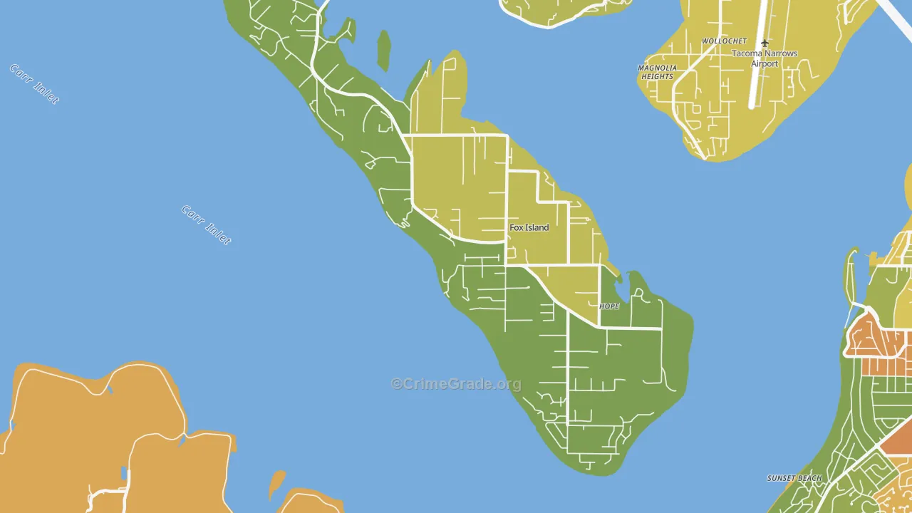 Fox Island, WA Map of Vandalism Rates