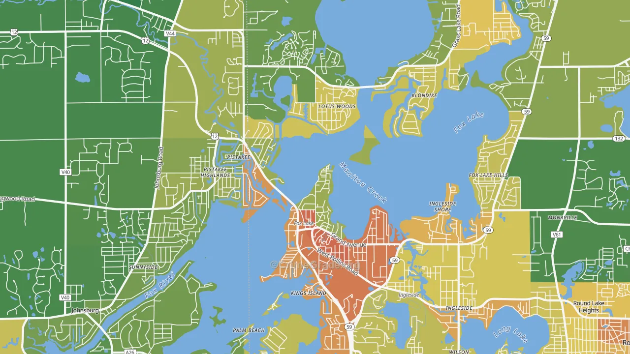 Fox Lake, IL Map of Vandalism Rates