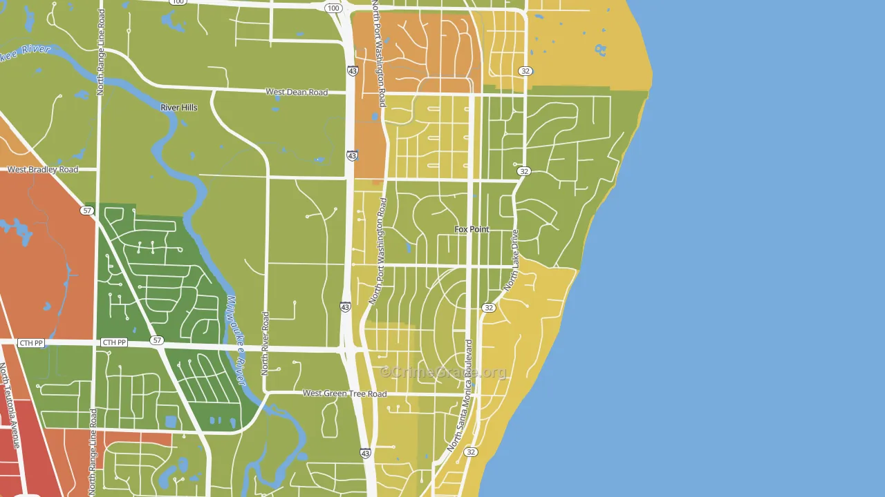 Fox Point, WI Map of Vandalism Rates