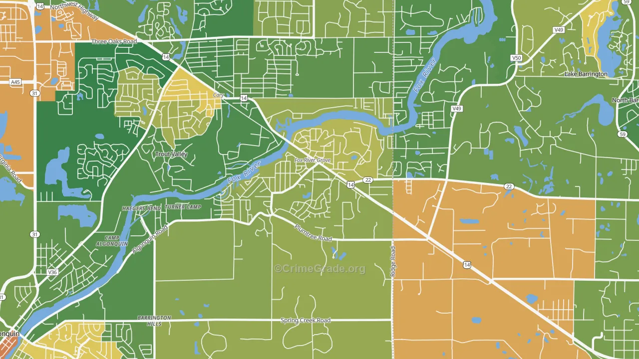 Fox River Grove, IL Map of Vandalism Rates