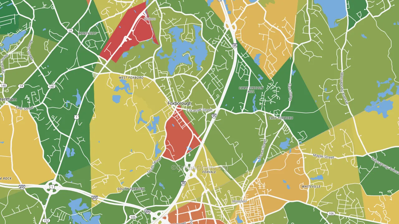 Foxboro, MA Map of Vandalism Rates