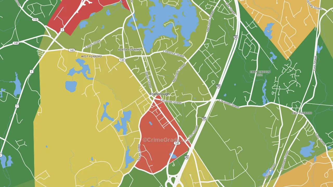 Foxborough, MA Map of Vandalism Rates