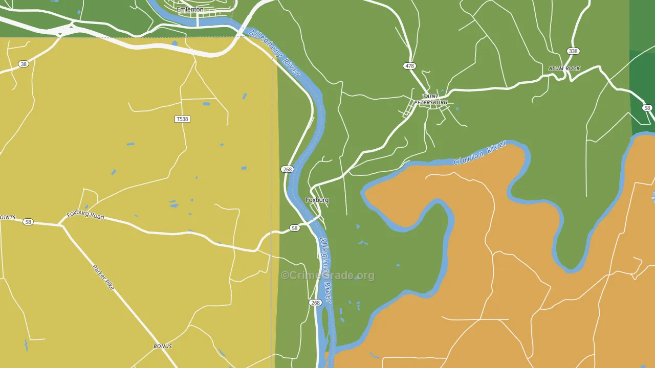 Foxburg, PA Map of Vandalism Rates