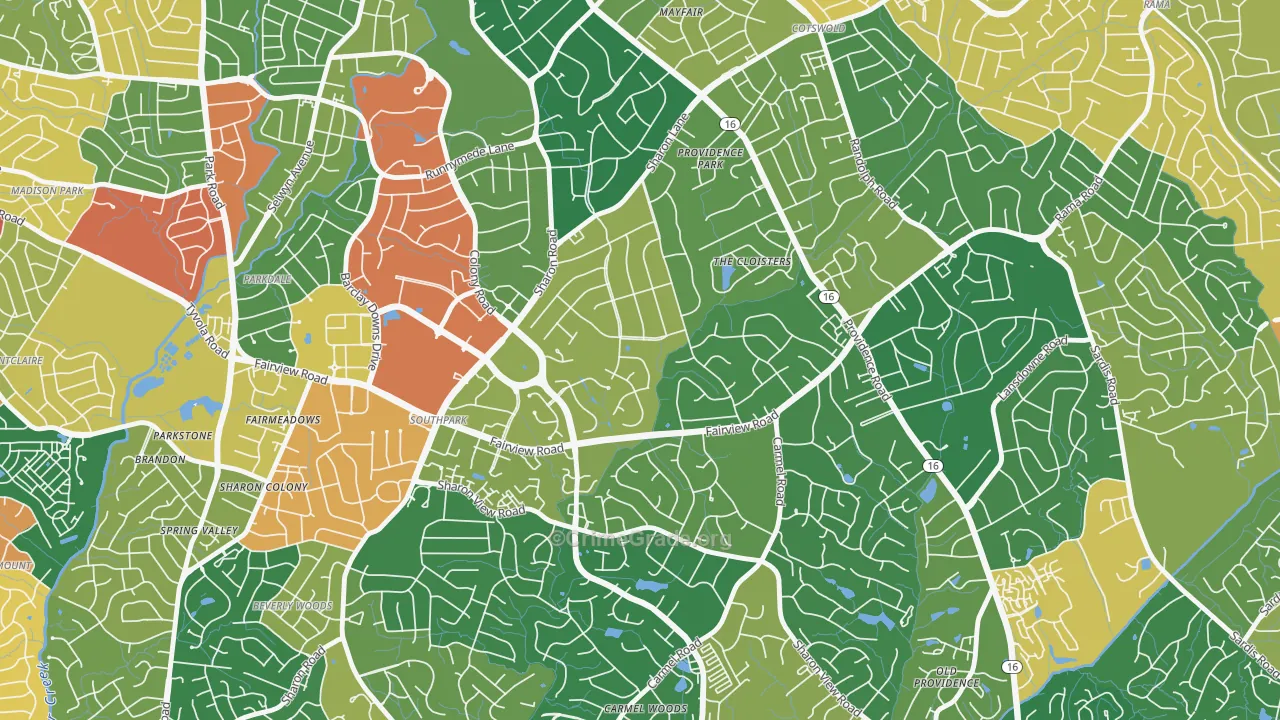Foxcroft, Charlotte, NC Map of Vandalism Rates