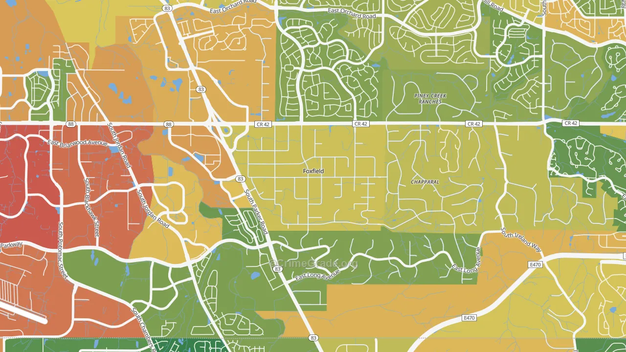 Foxfield, CO Map of Vandalism Rates