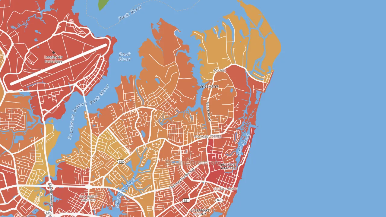 Foxhill, Hampton, VA Map of Vandalism Rates