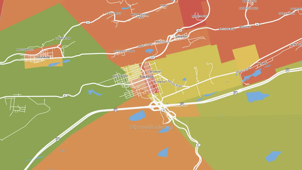 Frackville, PA Map of Vandalism Rates