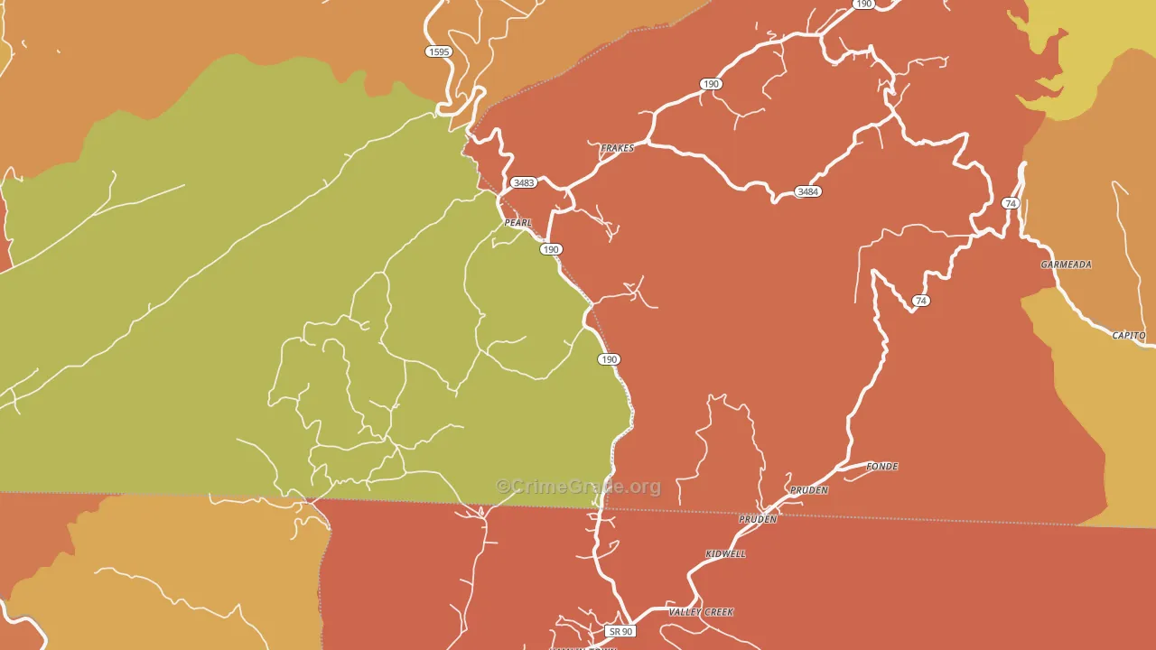Frakes, KY Map of Vandalism Rates