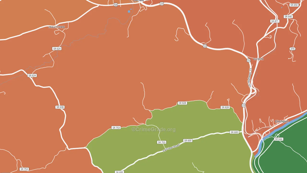 Fraleytown, VA Map of Vandalism Rates