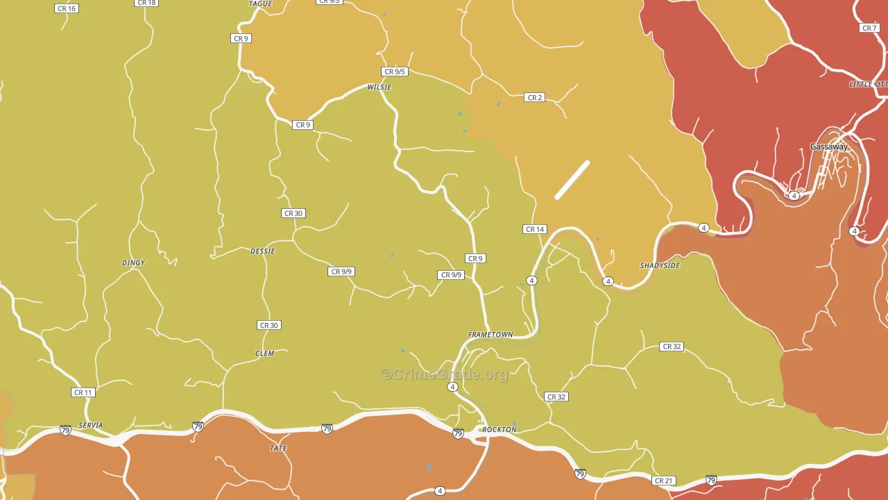 Frametown, WV Map of Vandalism Rates