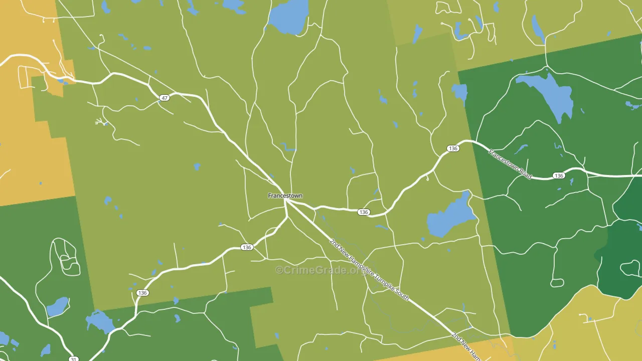 Francestown, NH Map of Vandalism Rates
