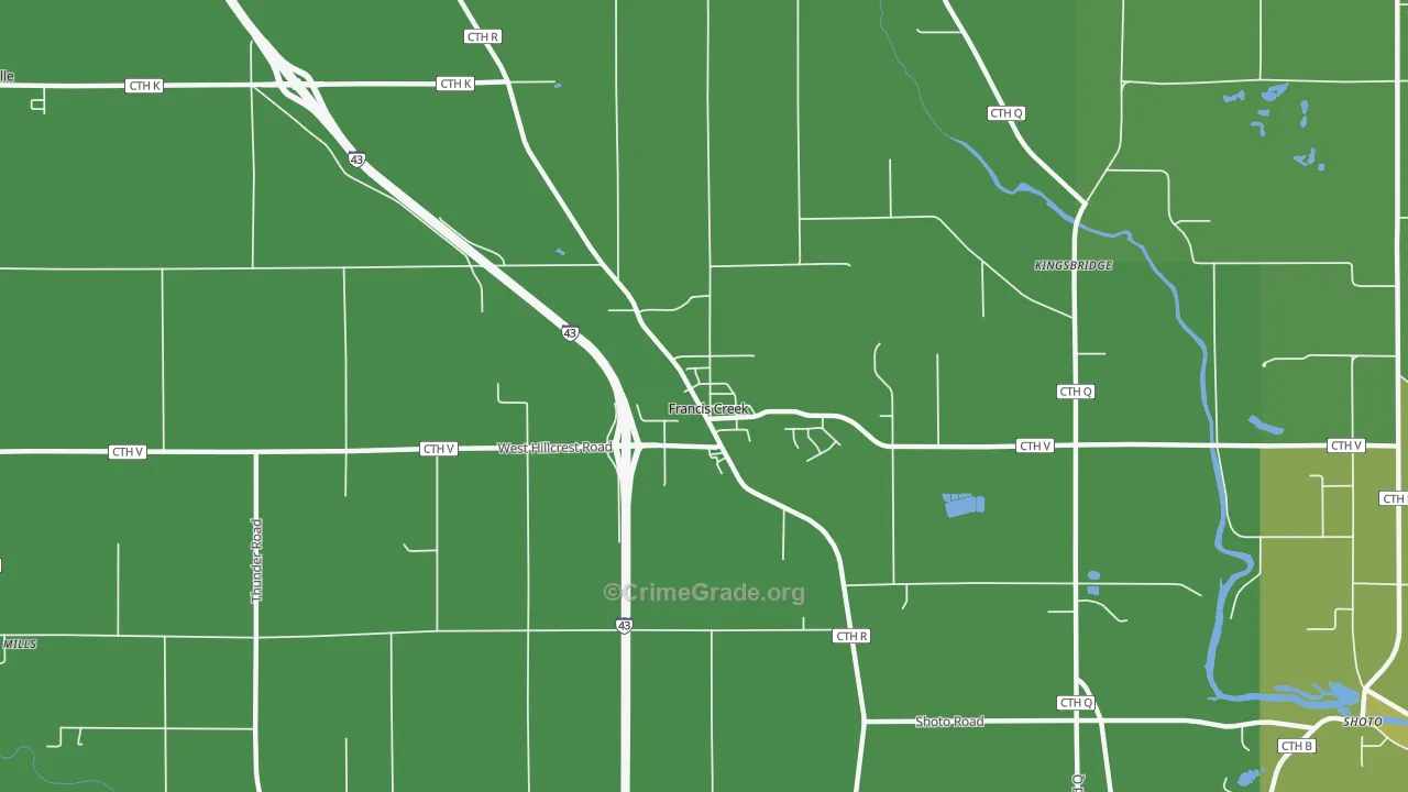 Francis Creek, WI Map of Vandalism Rates