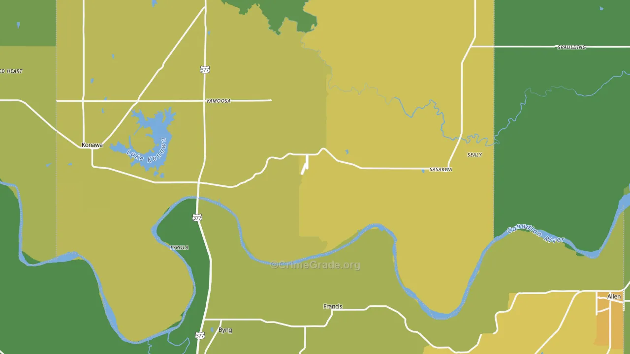 Francis, OK Map of Vandalism Rates