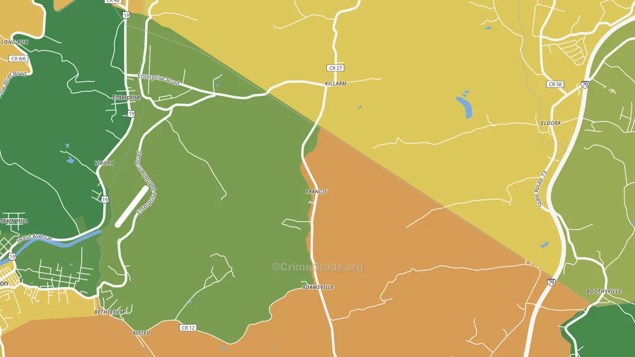 Francis, WV Map of Vandalism Rates
