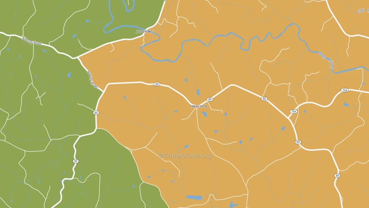 Francisco, NC Map of Vandalism Rates