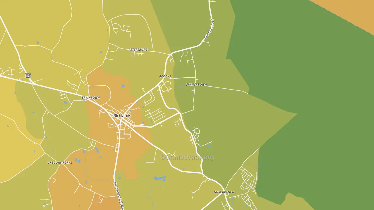 Francktown, NC Map of Vandalism Rates
