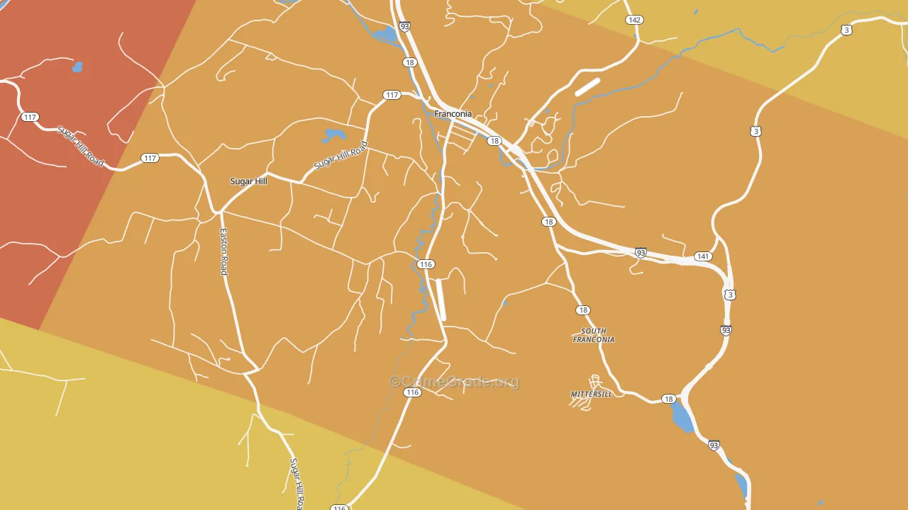 Franconia, NH Map of Vandalism Rates