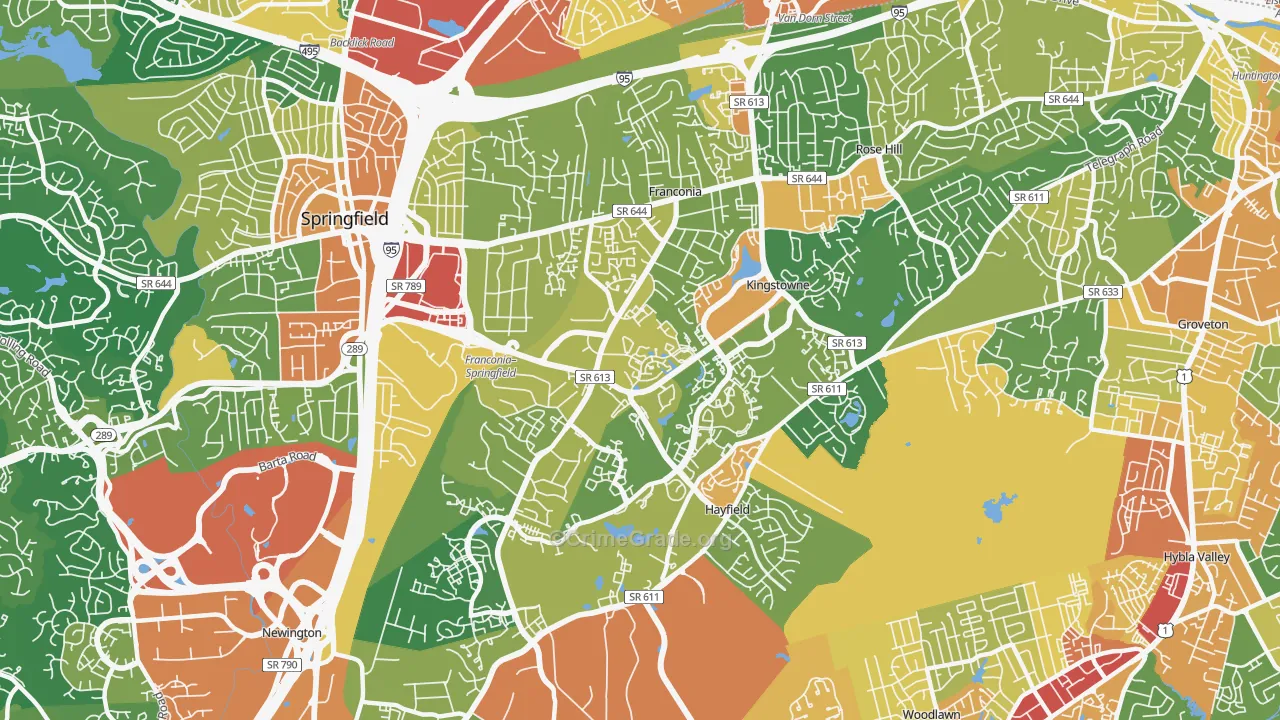 Franconia, VA Map of Vandalism Rates