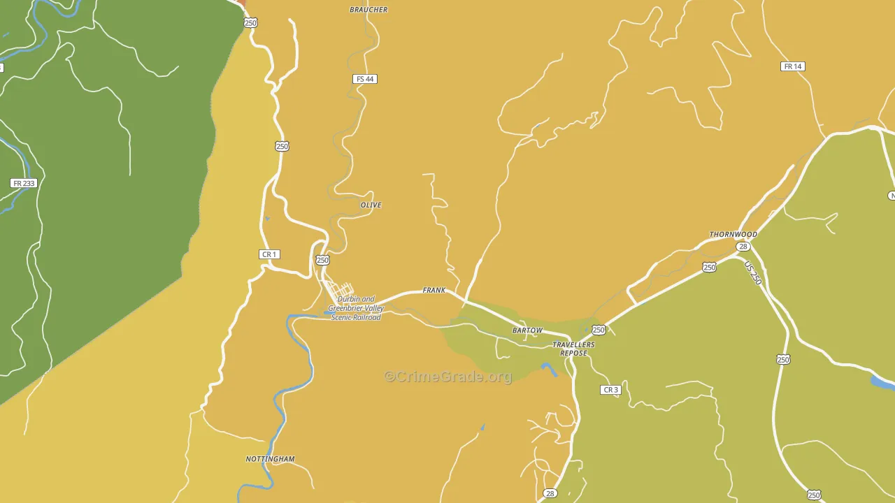 Frank, WV Map of Vandalism Rates