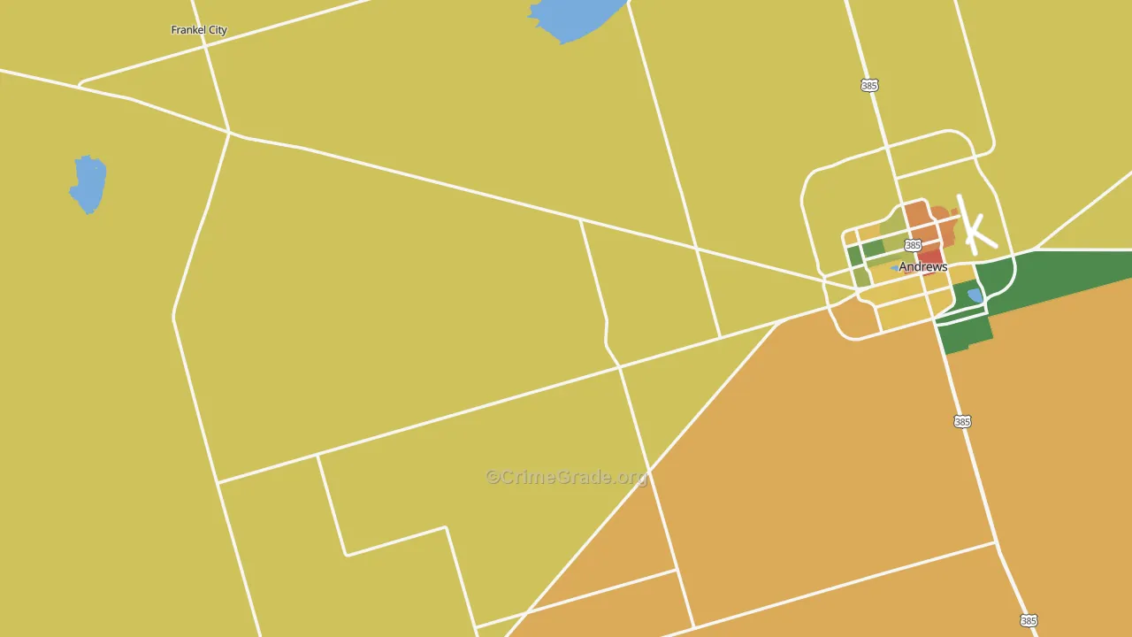 Frankel City, TX Map of Vandalism Rates
