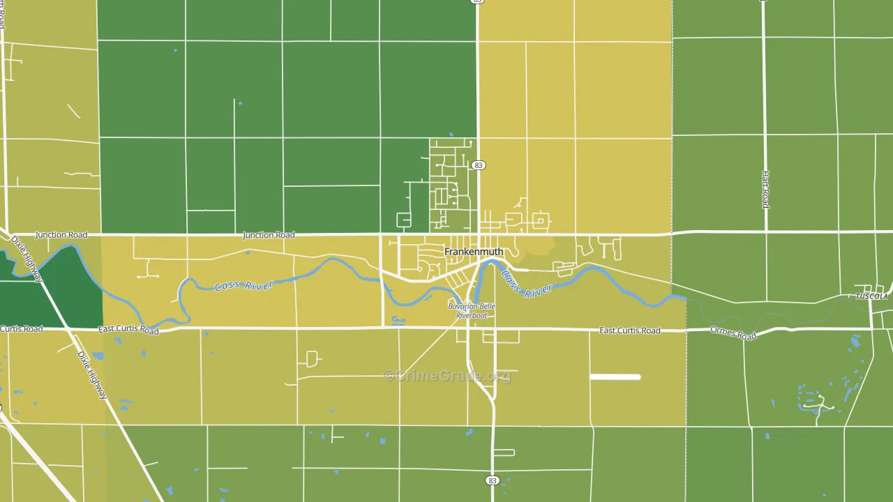Frankenmuth, MI Map of Vandalism Rates