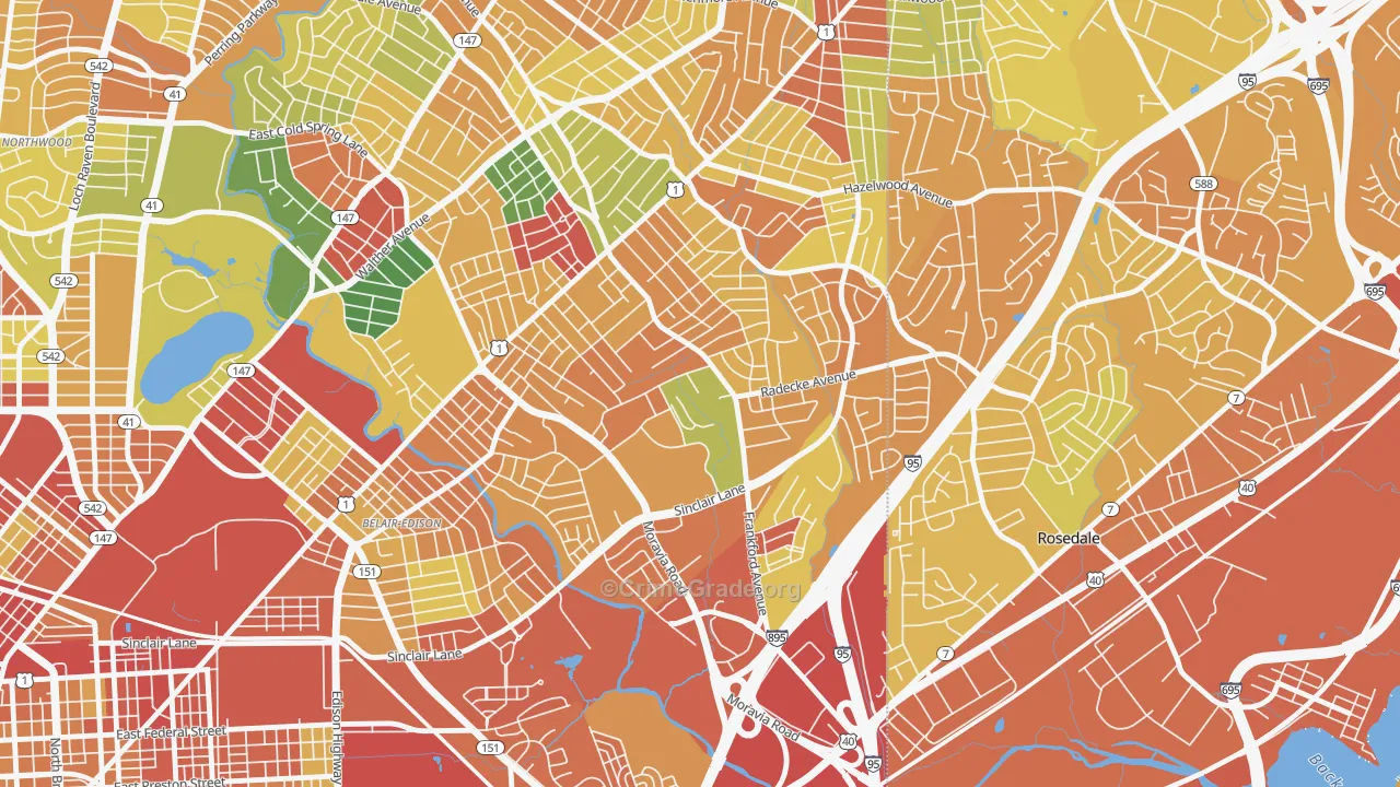 Frankford, Baltimore, MD Map of Vandalism Rates