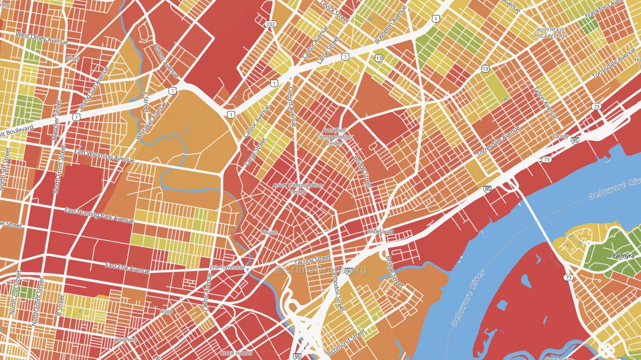 Frankford, Philadelphia, PA Map of Vandalism Rates