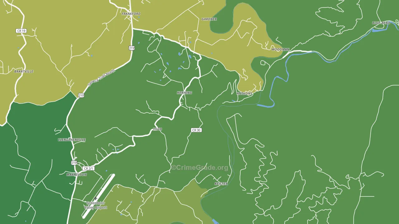 Frankford, WV Map of Vandalism Rates
