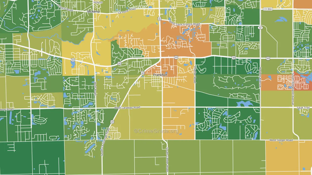 Frankfort, IL Map of Vandalism Rates