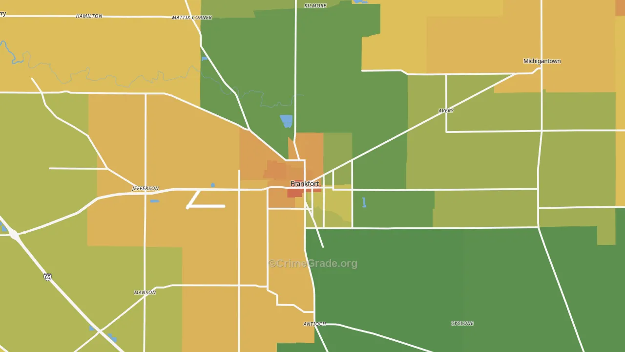 Frankfort, IN Map of Vandalism Rates