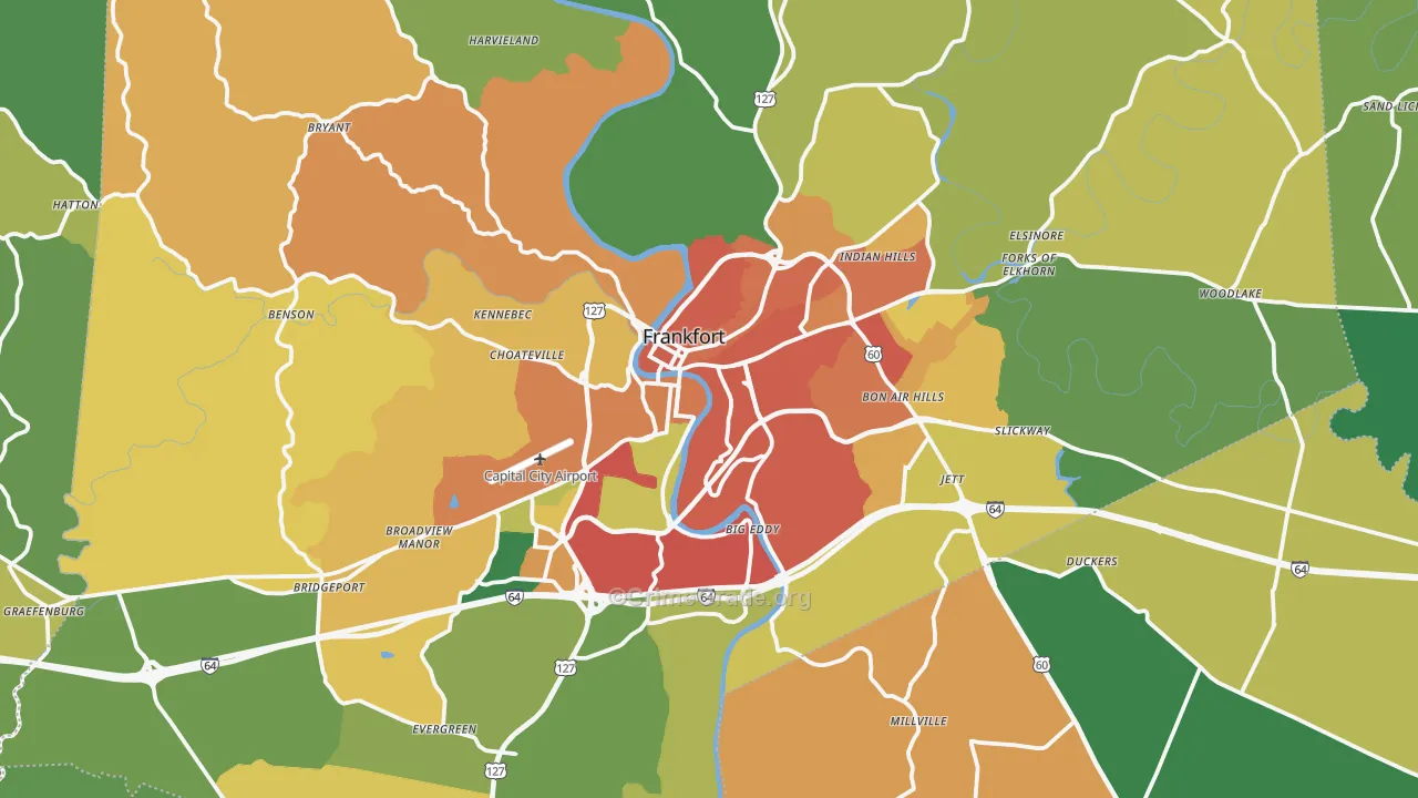 Frankfort, KY Map of Vandalism Rates