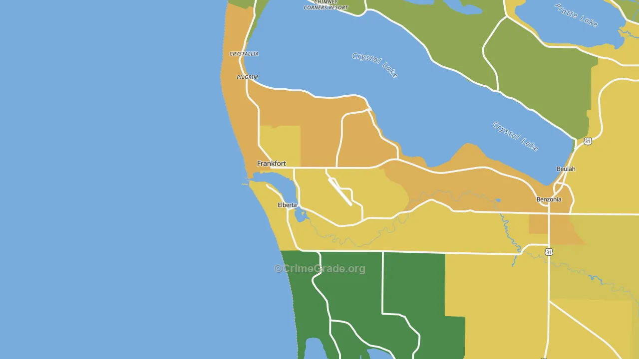 Frankfort, MI Map of Vandalism Rates