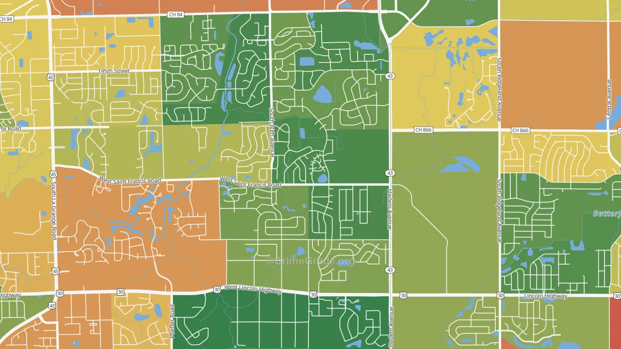 Frankfort Square, IL Map of Vandalism Rates