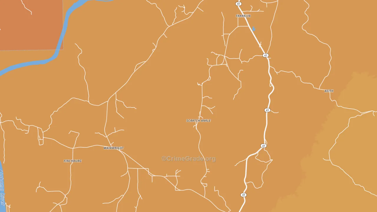 Franklin, AL Map of Vandalism Rates