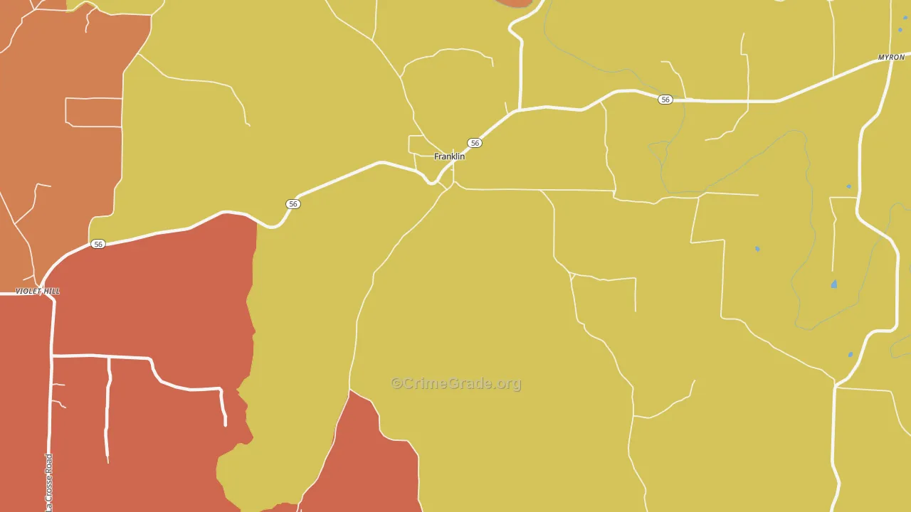 Franklin, AR Map of Vandalism Rates