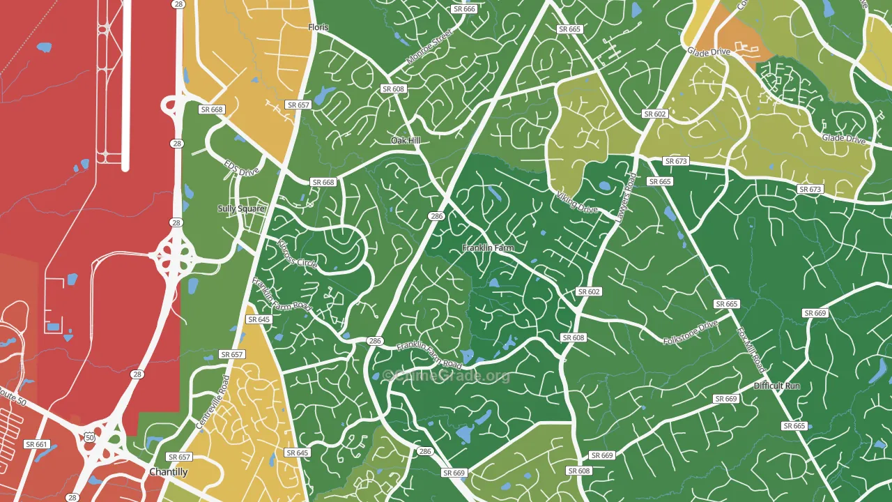 Franklin Farm, VA Map of Vandalism Rates