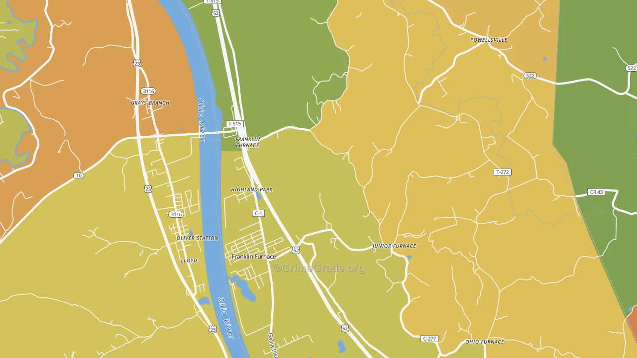 Franklin Furnace, OH Map of Vandalism Rates