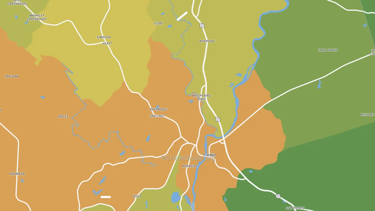 Franklin, GA Map of Vandalism Rates