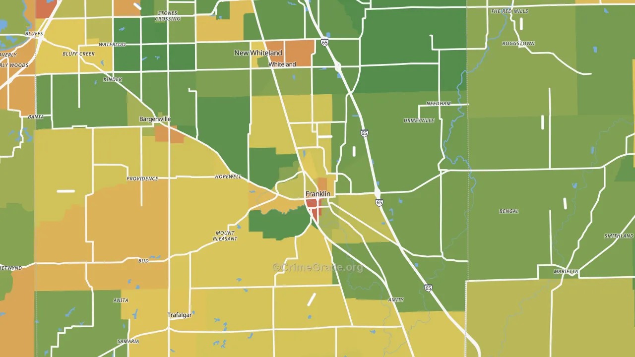 Franklin, IN Map of Vandalism Rates