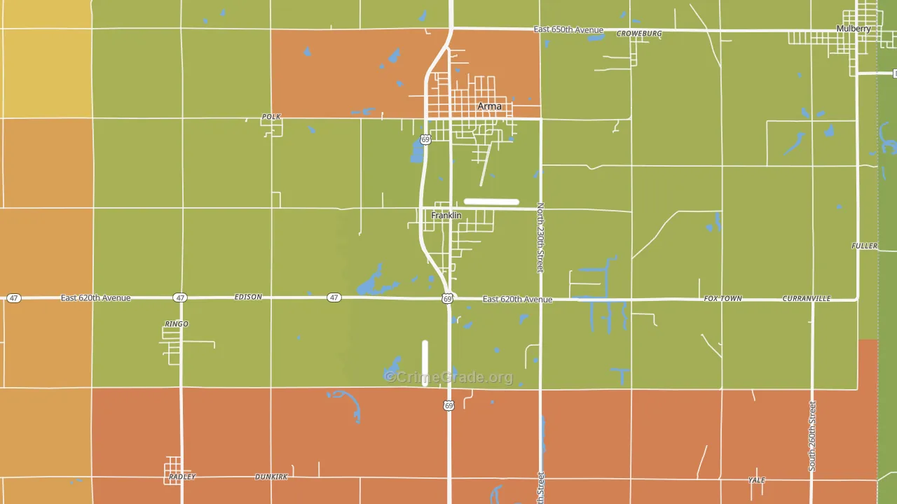 Franklin, KS Map of Vandalism Rates