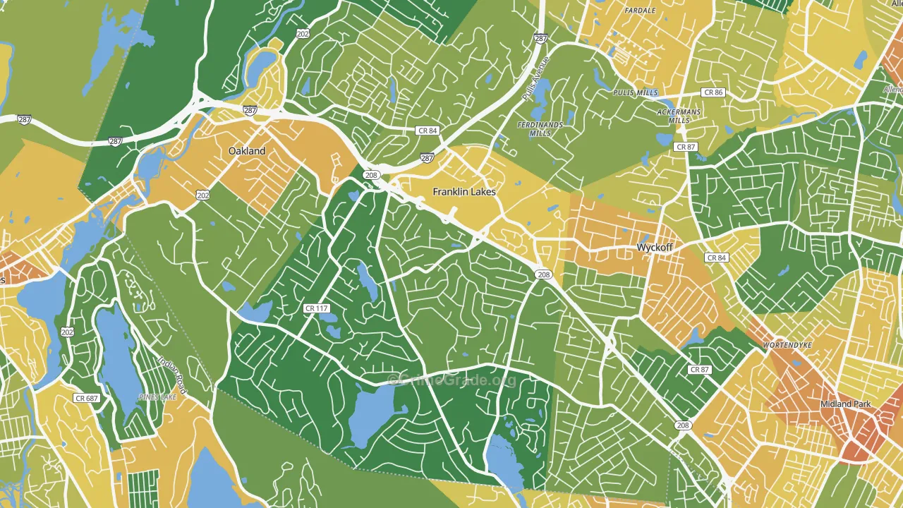Franklin Lakes, NJ Map of Vandalism Rates