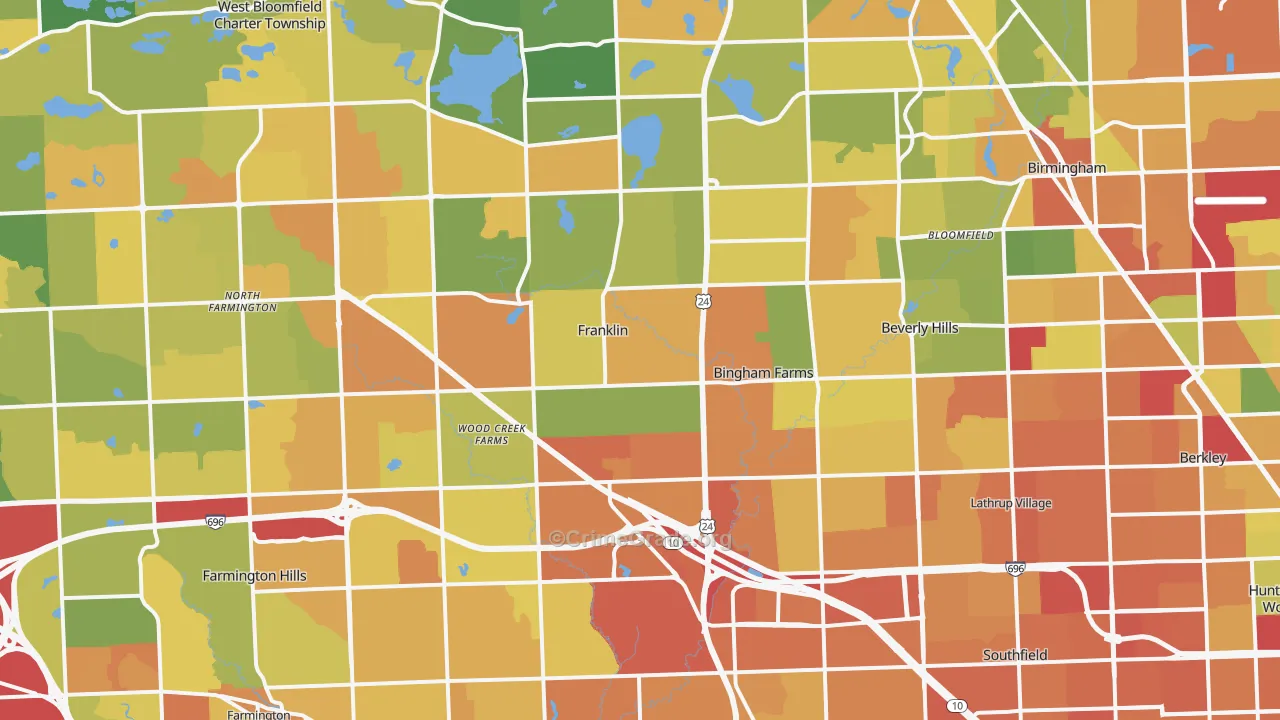 Franklin, MI Map of Vandalism Rates
