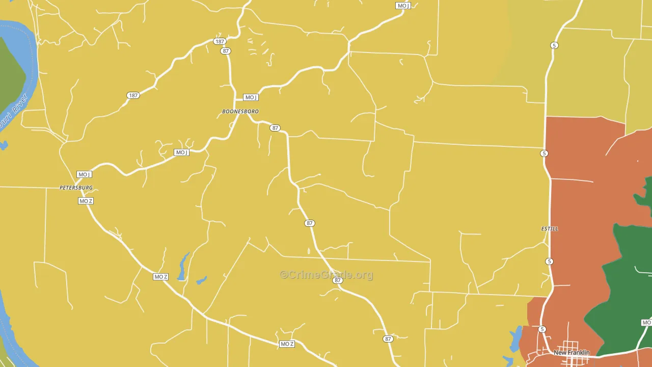 Franklin, MO Map of Vandalism Rates