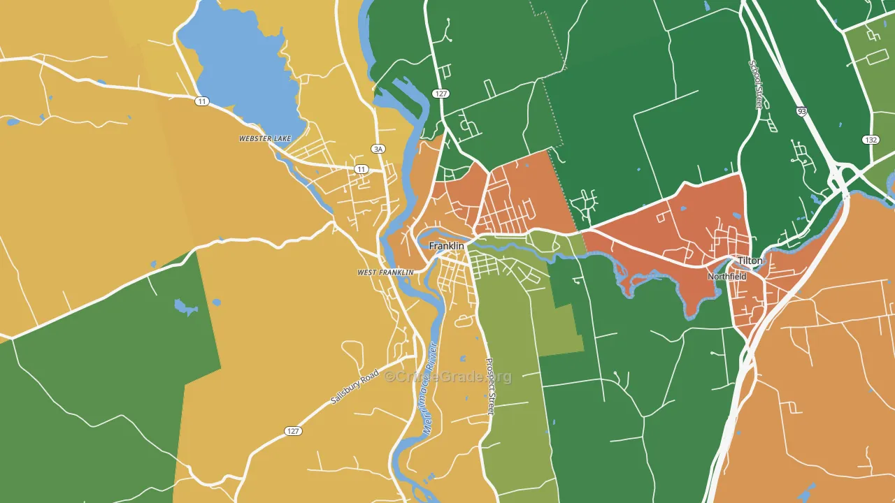 Franklin, NH Map of Vandalism Rates