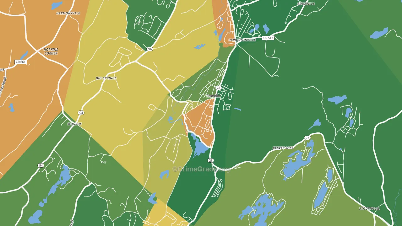 Franklin, NJ Map of Vandalism Rates