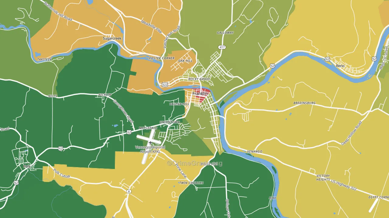 Franklin, PA Map of Vandalism Rates